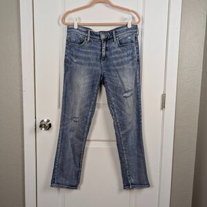 Pilcro | Distressed Light Wash Straight Leg Jeans Size 28